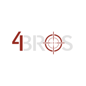 Logo with stylized text "4BROS," where the "O" is depicted as a red crosshair target, subtly hinting at the precision and focus of Concealed Gear.