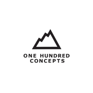 A black mountain logo with the text "ONE HUNDRED CONCEPTS" beneath it, subtly suggesting the idea of Concealed Gear.